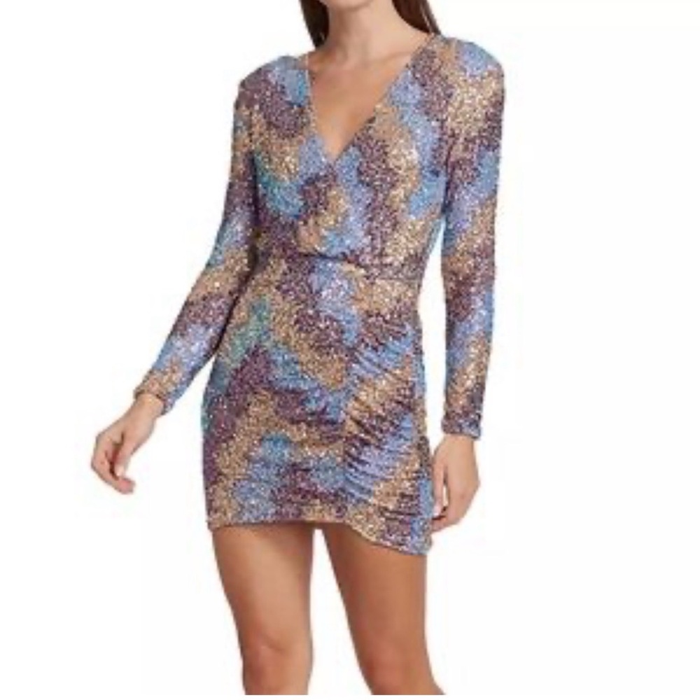 SAYLOR Multicolor Sequin Long Sleeve Dress